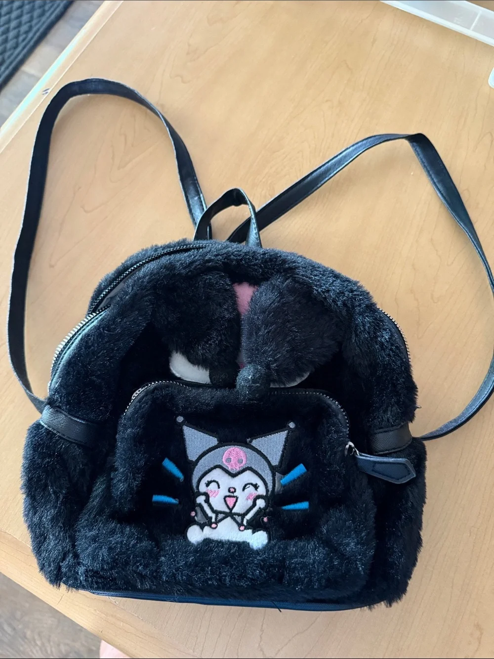 Black KUROMI Plush Kids Backpack.